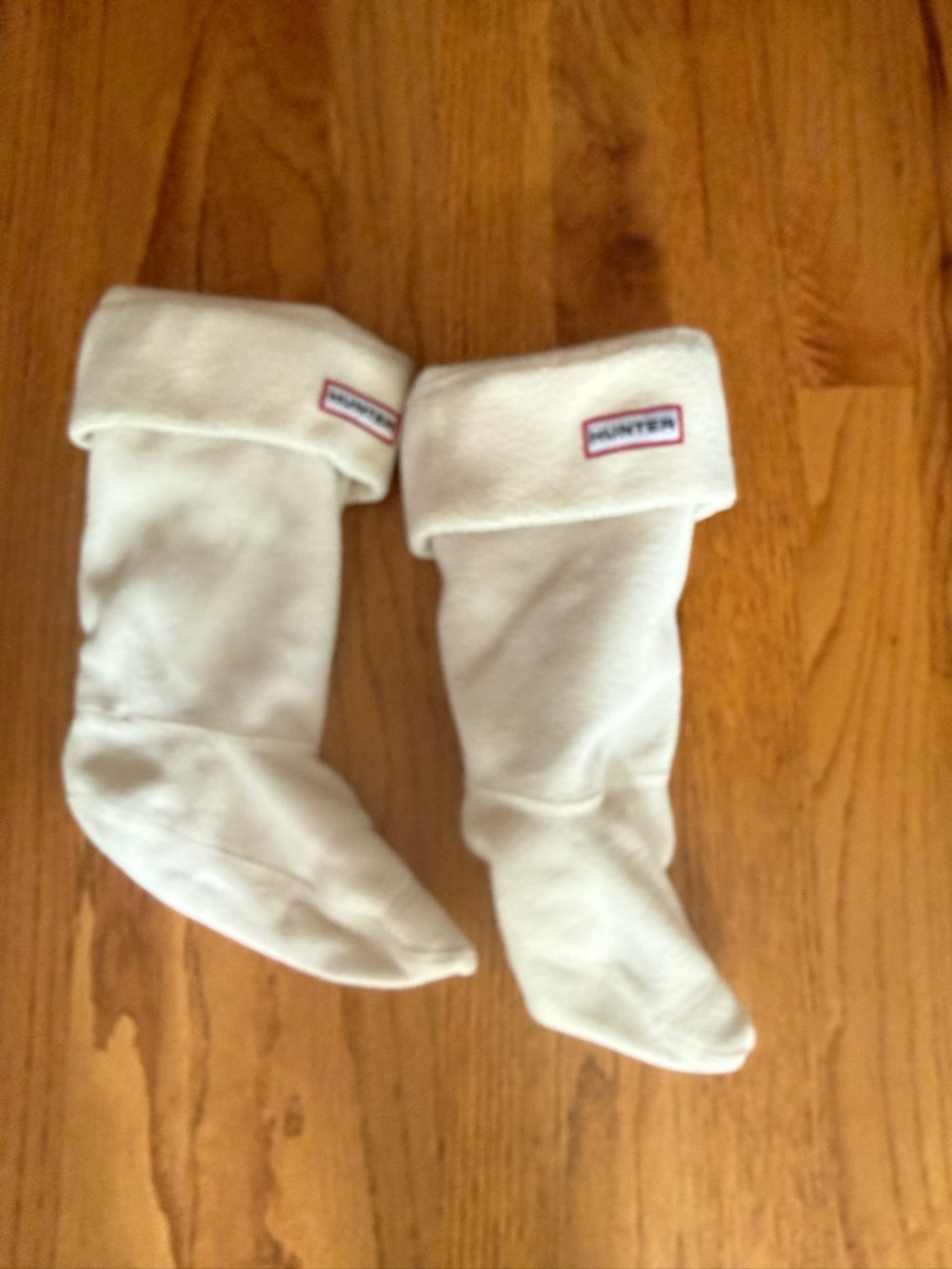 Hunter Men’s Cream Fleece Boot Liners with Logo Cuff